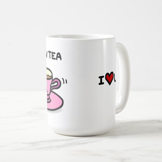 "私は愛します茶よりもっと" コーヒーマグカップ (正面右)