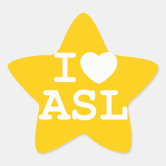 私は愛しますASL (色)を 星シール (正面)