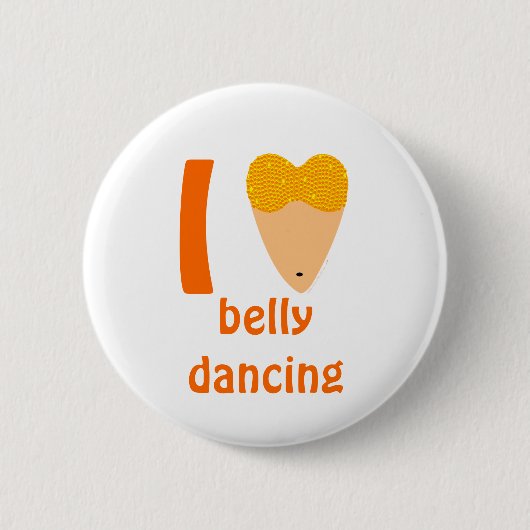 私は愛しますBellydancingのダンサーの胴(Iのハート)を 缶バッジ (正面)