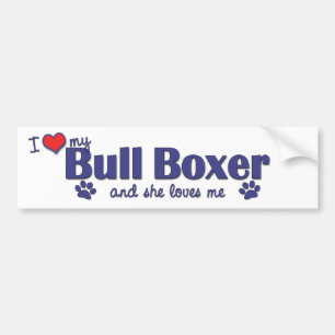 私は愛しますBullの私のボクサー(メス犬)を バンパーステッカー