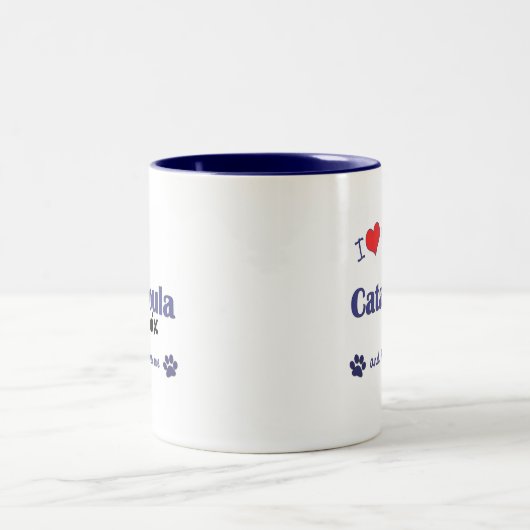 私は愛しますCatahoulaの私の組合せ(オス犬)を ツートーンマグカップ (中央)