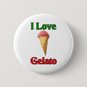 私は愛しますGelato (イタリアンなアイスクリーム)を 缶バッジ