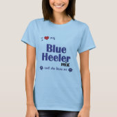 私は愛しますHeelerの私の青い組合せ(メス犬)を Tシャツ (正面)
