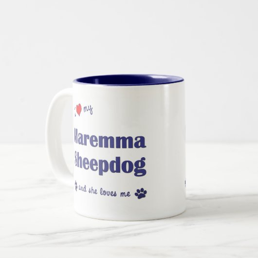 私は愛しますMaremmaの私の牧羊犬(メス犬)を ツートーンマグカップ (正面左)