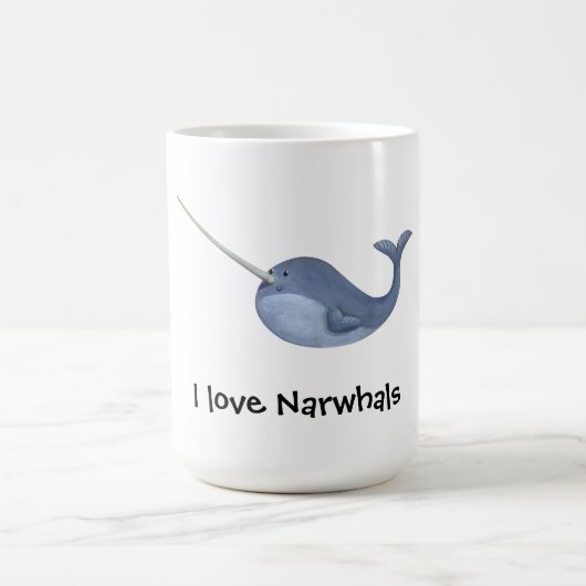 私は愛しますNarwhals -カスタムな文字-を コーヒーマグカップ (中央)