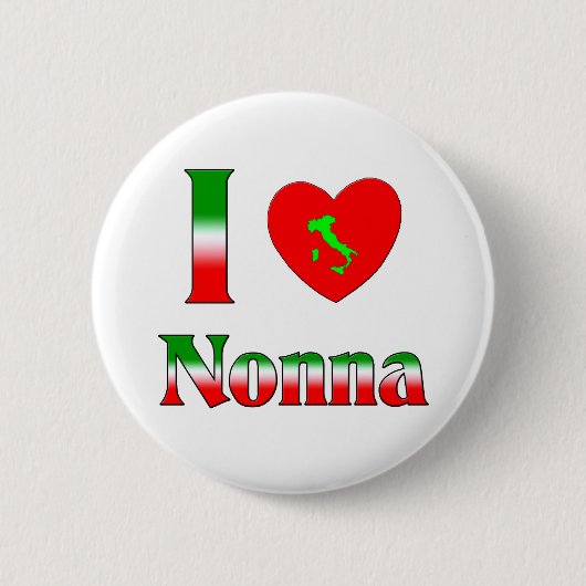 私は愛しますNonna (イタリアンな祖母)を 缶バッジ (正面)