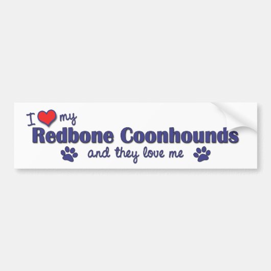 私は愛しますRedboneの私のCoonhounds (多数犬)を バンパーステッカー (正面)
