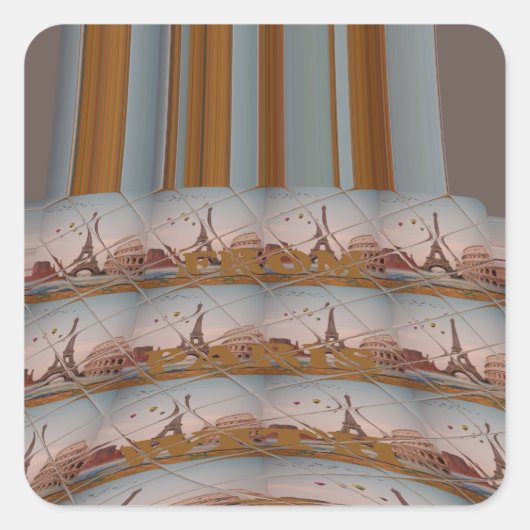 私は愛するエッフェルタワーパリラブブルースカイコロ スクエアシール (正面)