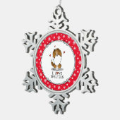 私は愛するシェットランド・ シープドッグ(sable 2)シェトランドシェプドッグズカワイイ スノーフレークピューターオーナメント (右)