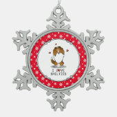 私は愛するシェットランド・ シープドッグ(sable 2)シェトランドシェプドッグズカワイイ スノーフレークピューターオーナメント (正面)