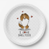 私は愛するシェットランド・ シープドッグ(sable 2)シェトランドシェプドッグズカワイイ ペーパープレート (正面)