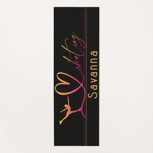 "私は愛するスケートで滑る"姿スケートで滑る名前をカスタムする ヨガマット (正面)