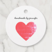 私は愛するハートハンドメイドバイ名赤いハートシンプル フェイバータグ (正面)