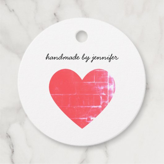 私は愛するハートハンドメイドバイ名赤いハートシンプル フェイバータグ (正面)