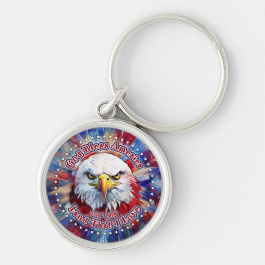 私は愛する地アメリカに祝福を 紅鷲と炎 キーホルダー (正面)