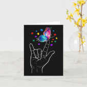 私は愛する手指言語バタフライ自閉症アワ カード (黄色い花)