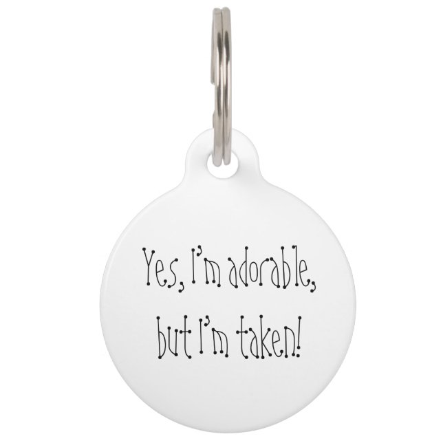 私は愛らしいが、おもしろい情報を受け取連絡った ペット　ネームタグ (正面)