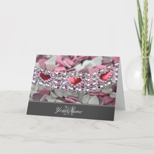 私は愛らしいモノグラムを持つ私の甘いバレンタインを愛している カード (正面)