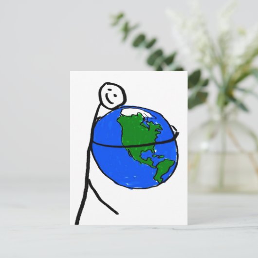 私は愛を癒すことで地球の子供たちのスケッチを愛している ポストカード (スタンド正面)