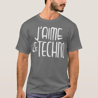 私は愛テクノフランスのテクノタイポグラフィジャイメルテ Tシャツ