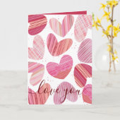 私は愛モダンするヴァレンティーンズピンクハートカード カード (黄色い花)