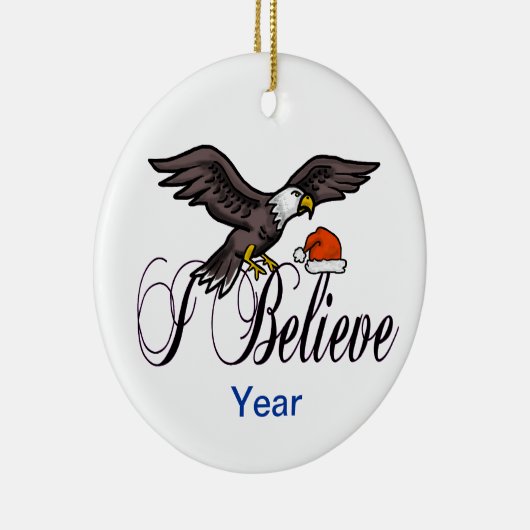 私は愛国心が強いクリスマスのワシのオーナメントを信じます セラミックオーナメント (右)