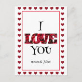 私は愛赤と白するハートバレンタインデー シーズンポストカード (正面)