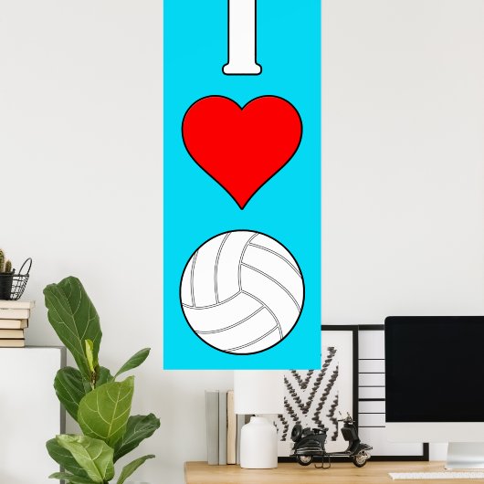 私は愛/ハートバレーボール任意の色の垂直ポスター ポスター (ホームオフィス)