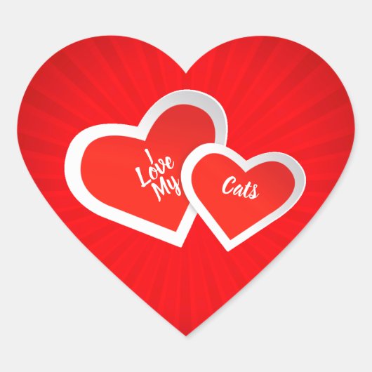 "私は愛"赤と白、かわいいハート..カスタマイズ ハートシール (正面)