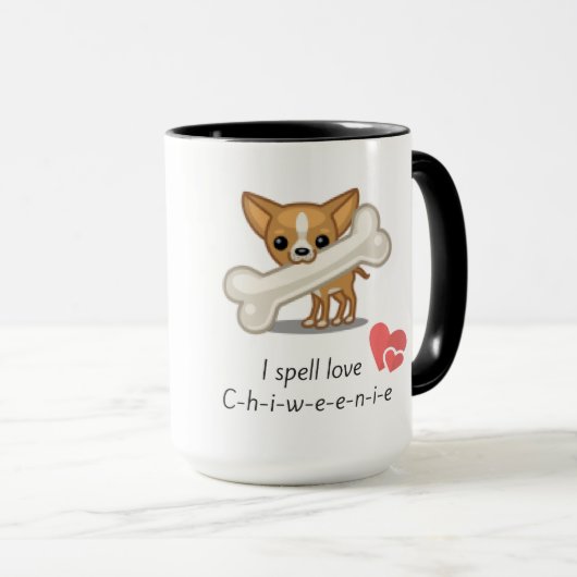 私は愛C-h-i-w-e-e-n-i-eのマグを綴ります マグカップ (正面右)