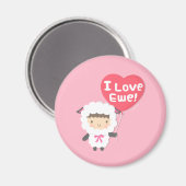 私は愛Eweかわいい羊のプンユーモアのマグネット マグネット (正面/裏面)
