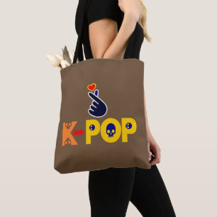 ♪♥私は愛KPop素晴らしいクラシックプリントシックなオールオーバー トートバッグ