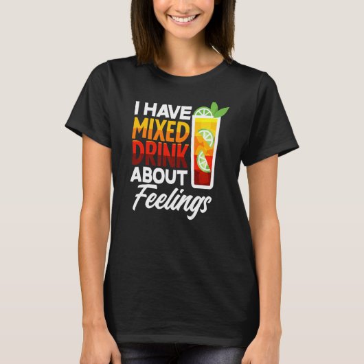 私は感覚のアイスティー茶色の飲み物を混合している Tシャツ (正面)