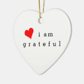 私は感謝した赤いハートの感謝のメモです セラミックオーナメント (左)