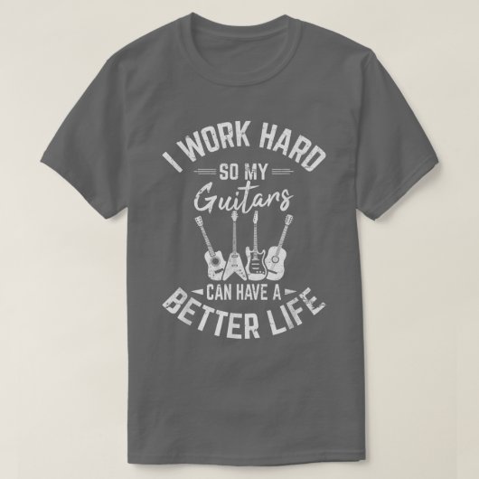 私は懸命でギターのライフおもしろいを向上させる Tシャツ (デザイン正面)