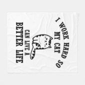 私は懸命で猫が猫と暮らしやすいように働く フリースブランケット (正面(横))