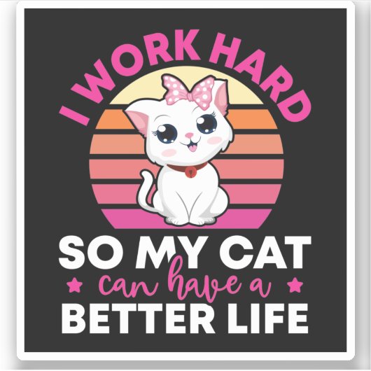 私は懸命で猫のライフを伸ばす シール (正面)