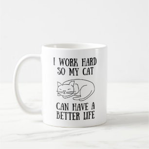 私は懸命で猫のライフマグをより良くできるように働く コーヒーマグカップ