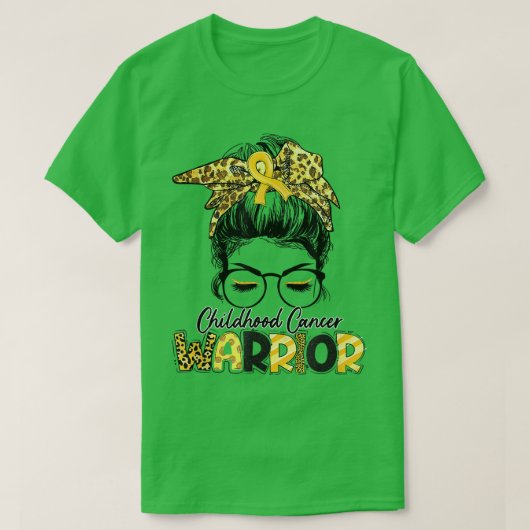 私は戦士の小児癌の認識度リボン Tシャツ (デザイン正面)