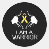 私は戦士の小児癌認識度金ゴールド肋骨 ラウンドシール (正面)