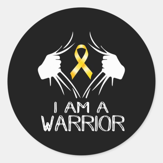 私は戦士の小児癌認識度金ゴールド肋骨 ラウンドシール (正面)