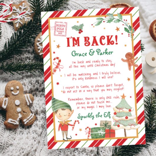 私は戻ってきた歓迎の戻るクリスマスの小妖精や小人手紙 ポスター