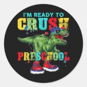 私は戻って幼稚園Tレックス恐竜を粉砕する準備ができている ラウンドシール (正面)