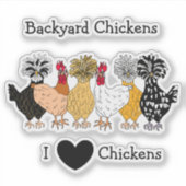 私は手描き裏鶏が大好き シール (正面)