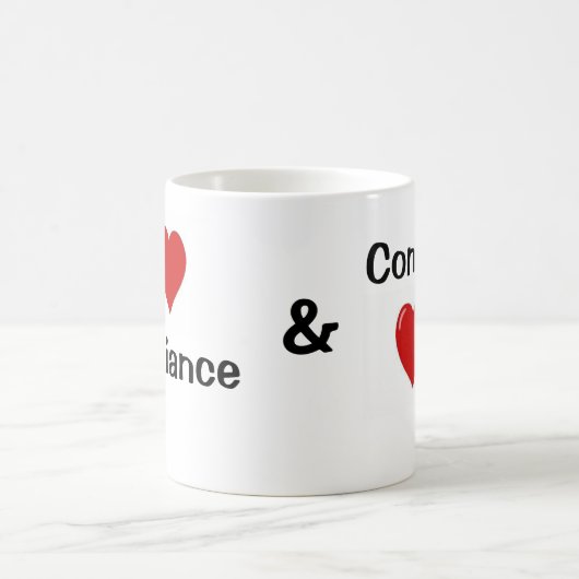 私は承諾のハートを私承諾のオフィス愛します コーヒーマグカップ (中央)