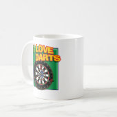 私は投げ矢を愛します コーヒーマグカップ (正面左)
