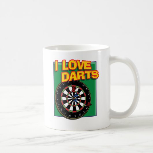 私は投げ矢を愛します コーヒーマグカップ (右)