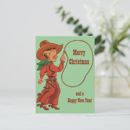 私は投げ縄のクリスマスの挨拶できます シーズンポストカード (スタンド正面)
