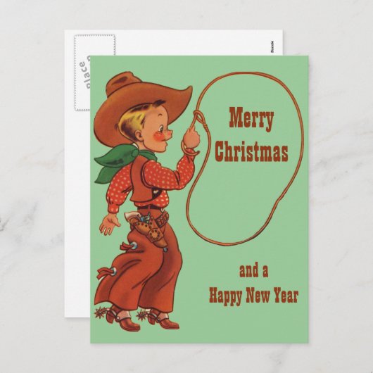 私は投げ縄のクリスマスの挨拶できます シーズンポストカード (正面/裏面)