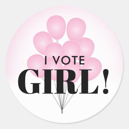 私は投票ガールピンクのバルーン性別を表示パーティー ラウンドシール (正面)